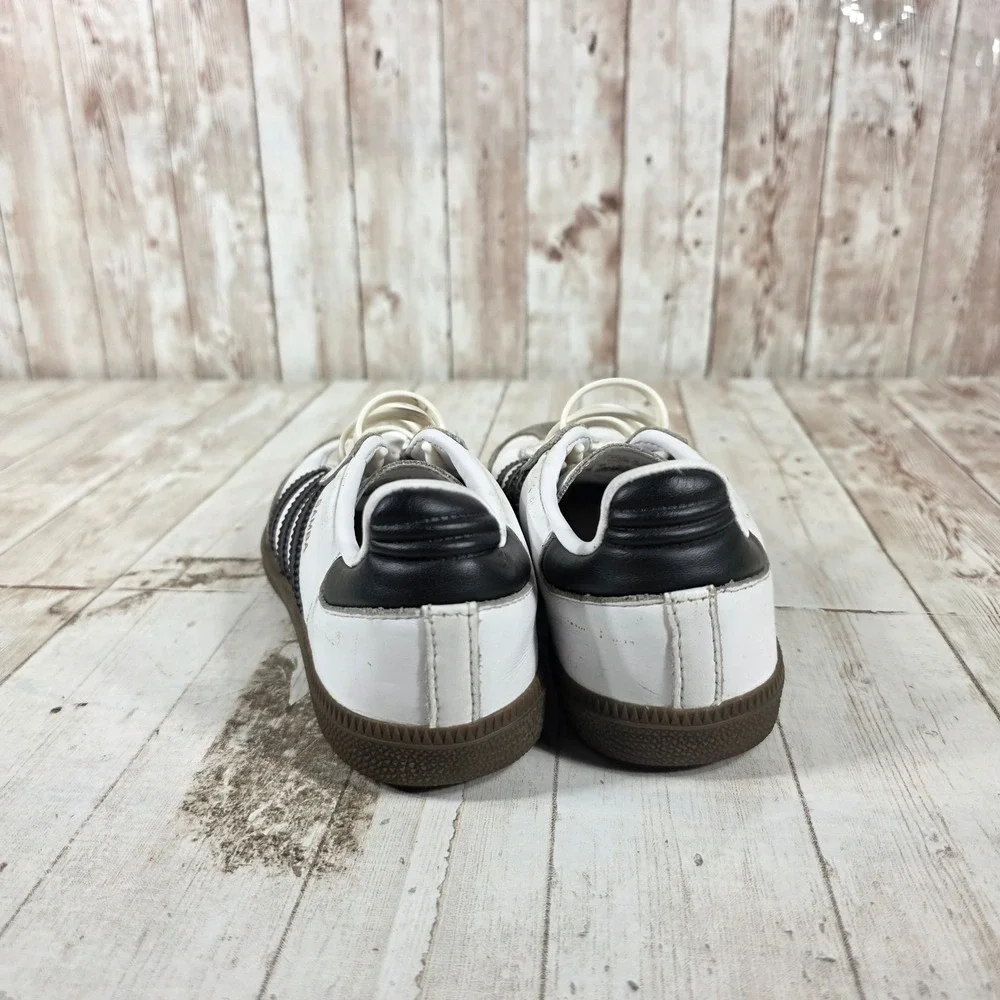 Adidas Samba OG Kids White Black Gum Leather Sneakers Size 1 US 13.5K UK 32 EU